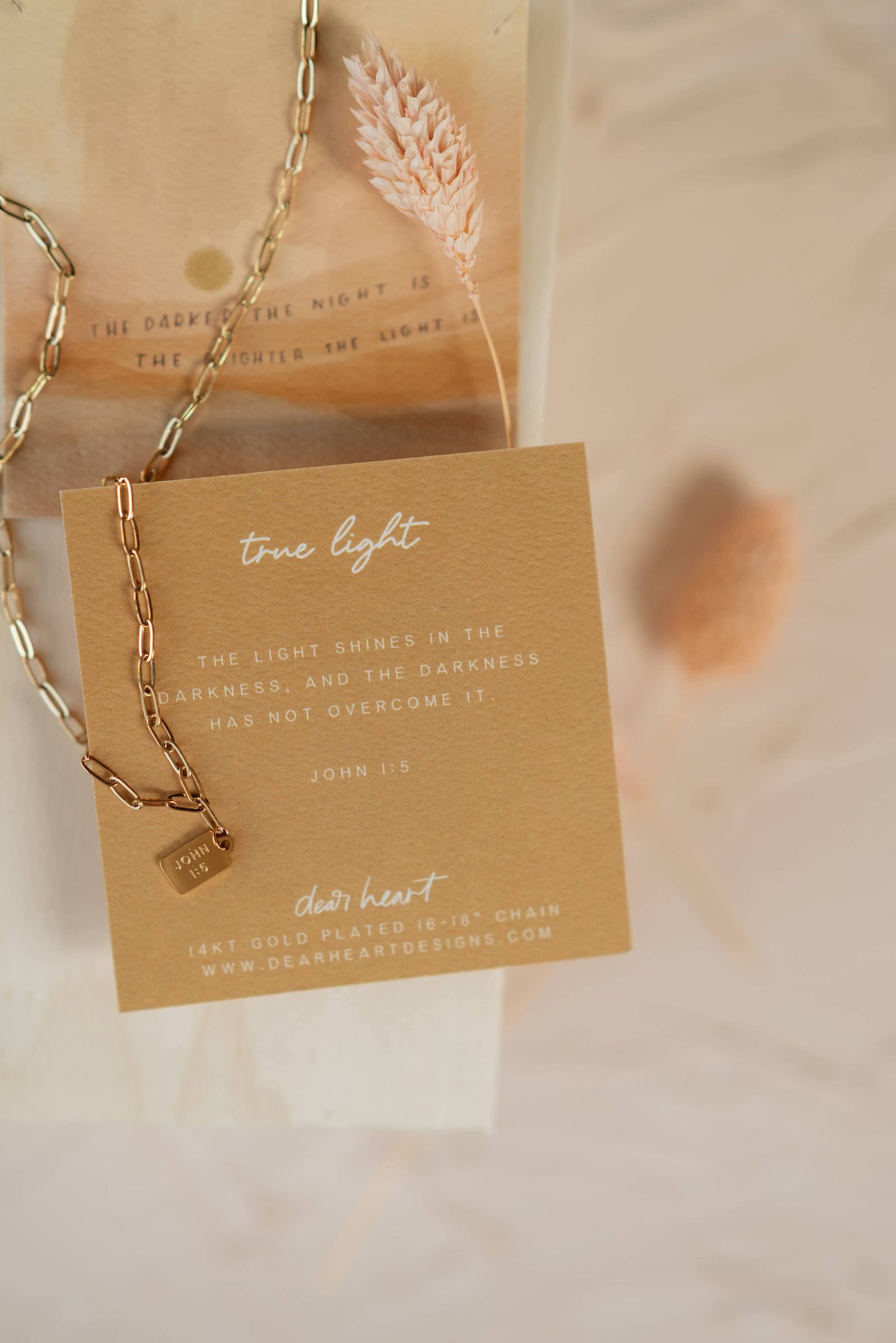 TRUE LIGHT MINI TAG CHRISTIAN NECKLACE JOHN 1:5