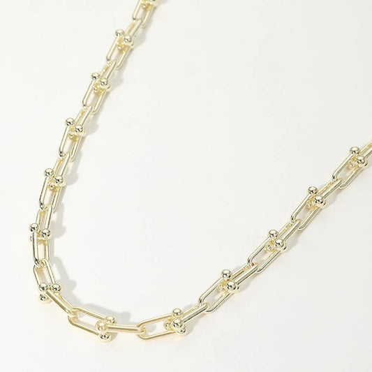 14K GOLD PLATED HARDWARE LINK CHAIN NECKLACE