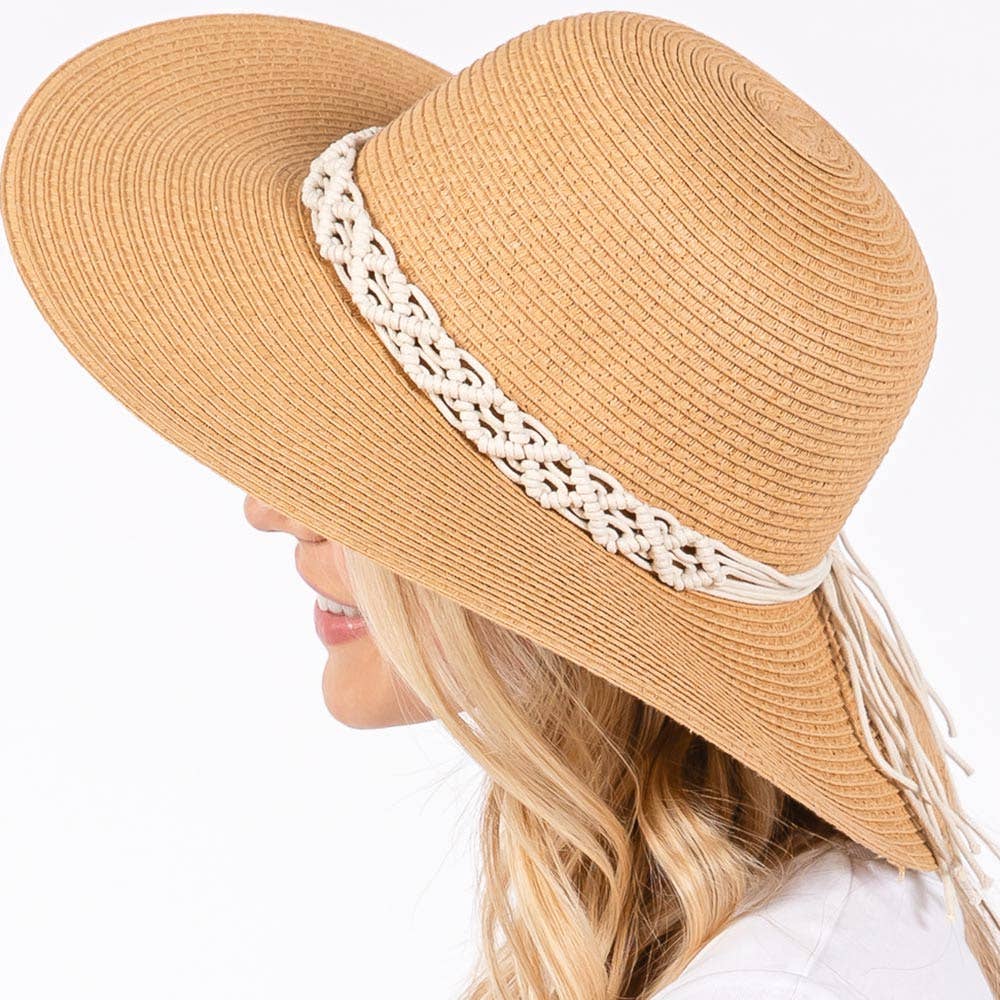 BRAIDED STRAP STRAW SUN HAT (MULTIPLE COLORS)