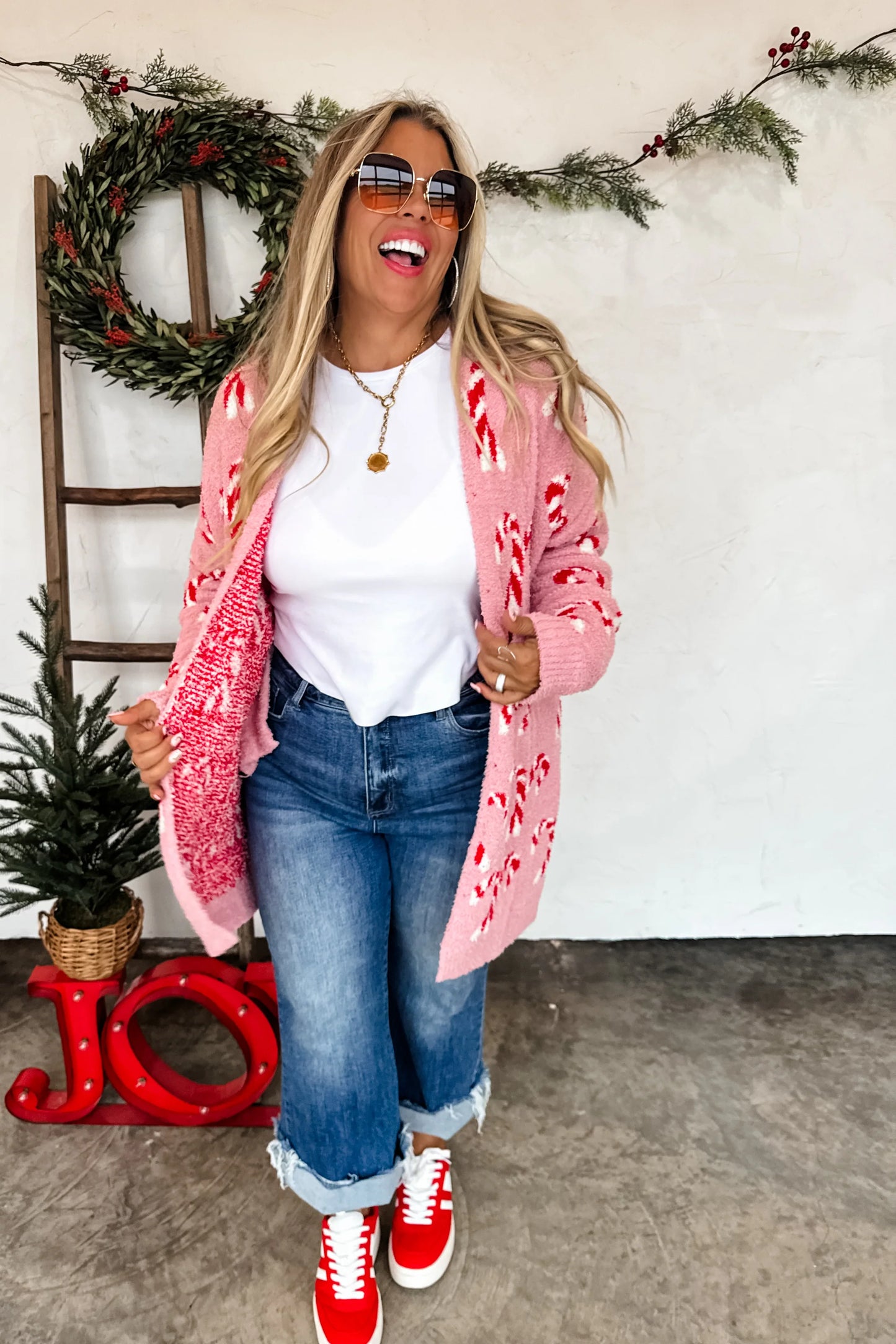 PREORDER- CHRISTMAS CLOUD CARDIGAN- Candy Cane
