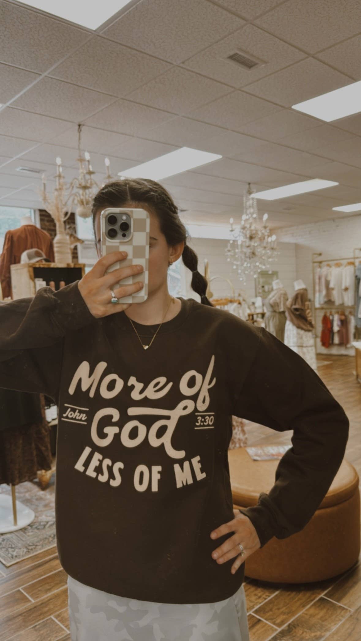 MORE OF GOD LESS OF ME SOFT CREWNECK- Brown