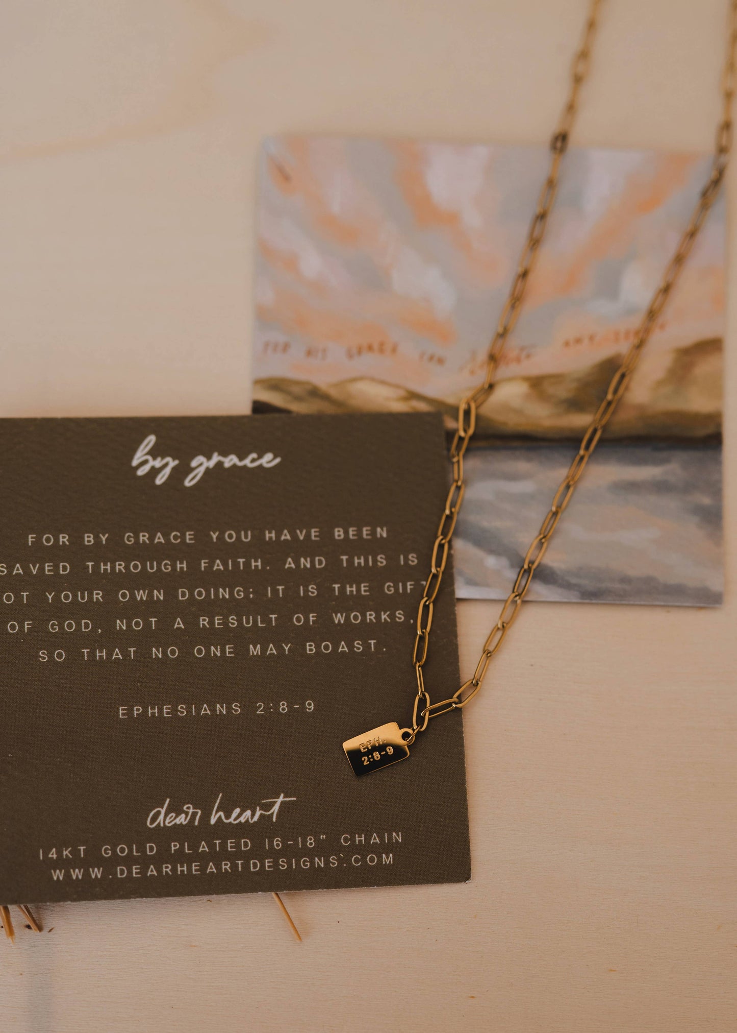 BY GRACE MINI TAG CHRISTIAN NECKLACE EPHESIANS 2:8