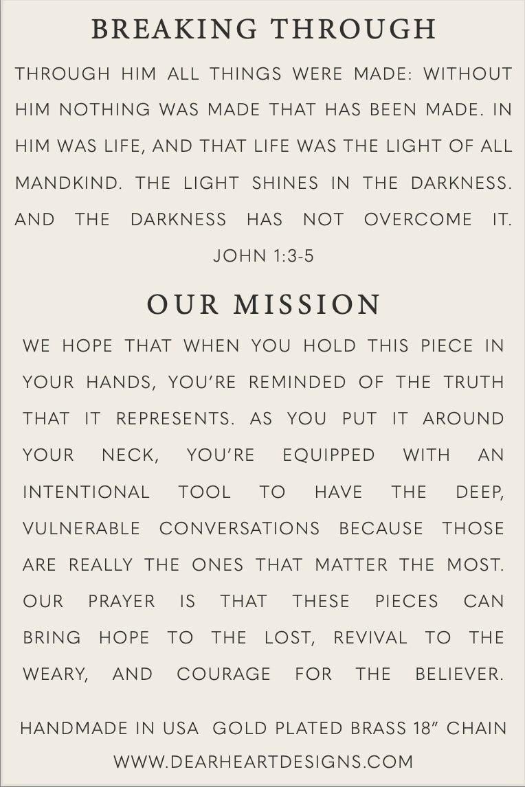 BREAKING THROUGH CHRISTIAN NECKLACE JOHN 1:3