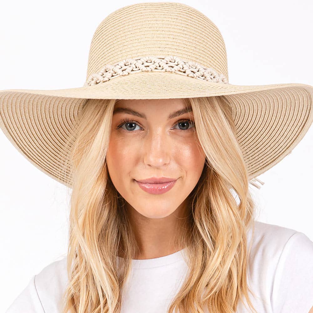 BRAIDED STRAP STRAW SUN HAT (MULTIPLE COLORS)