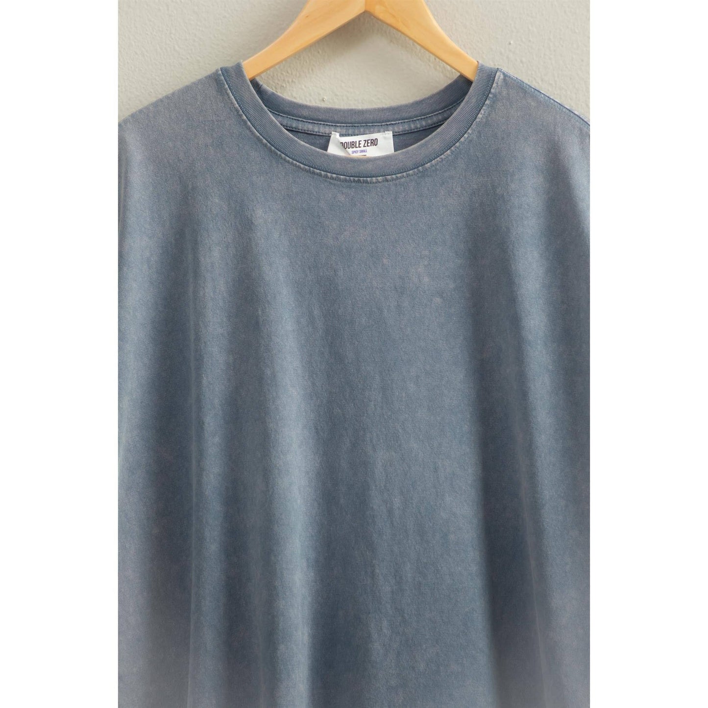 OVERSIZED MINERAL WASHED CREW TEE- DENIM BLUE