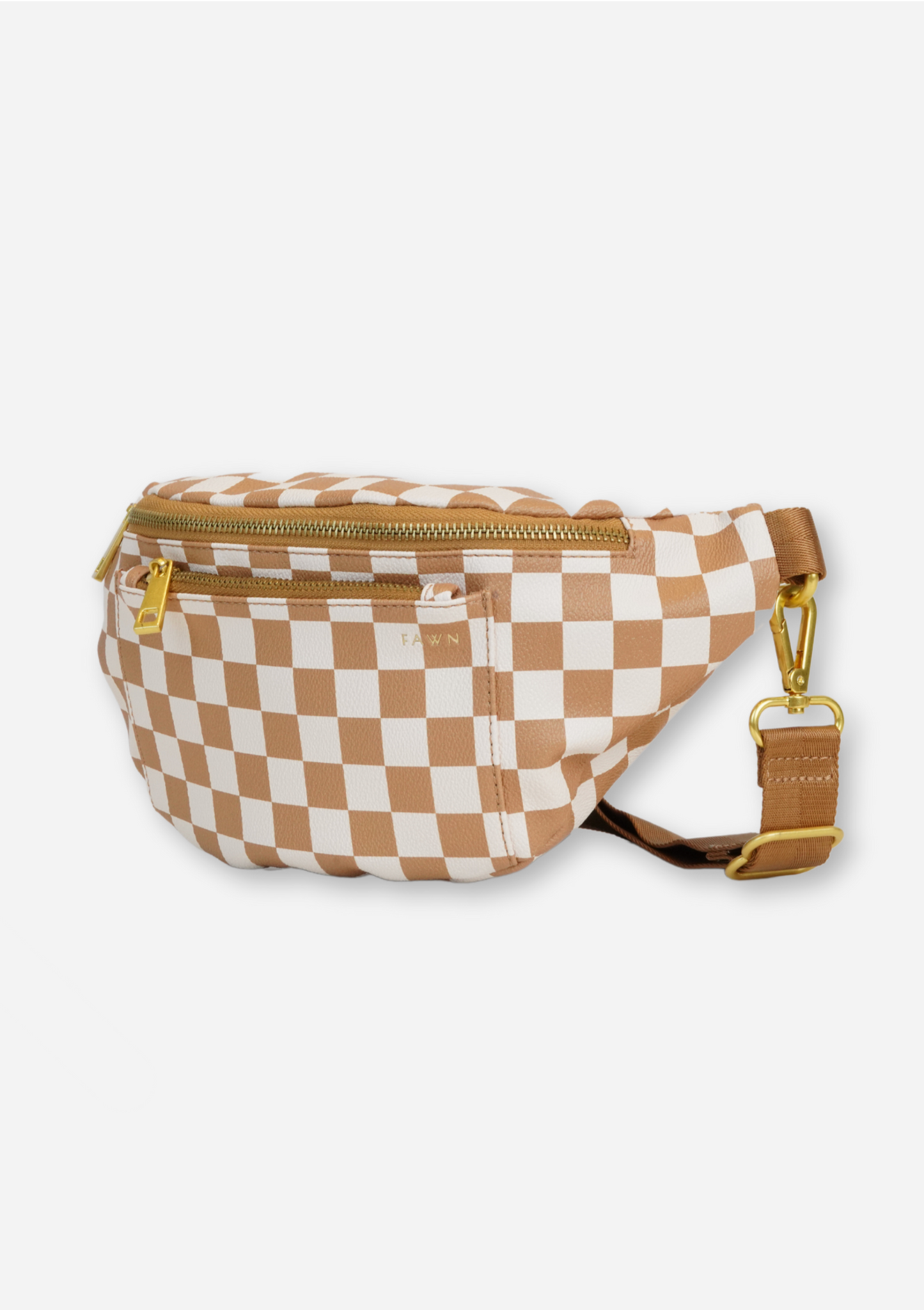 The Fawny Pack - Woven Faux Leather Fanny Pack Crossbody: Brown