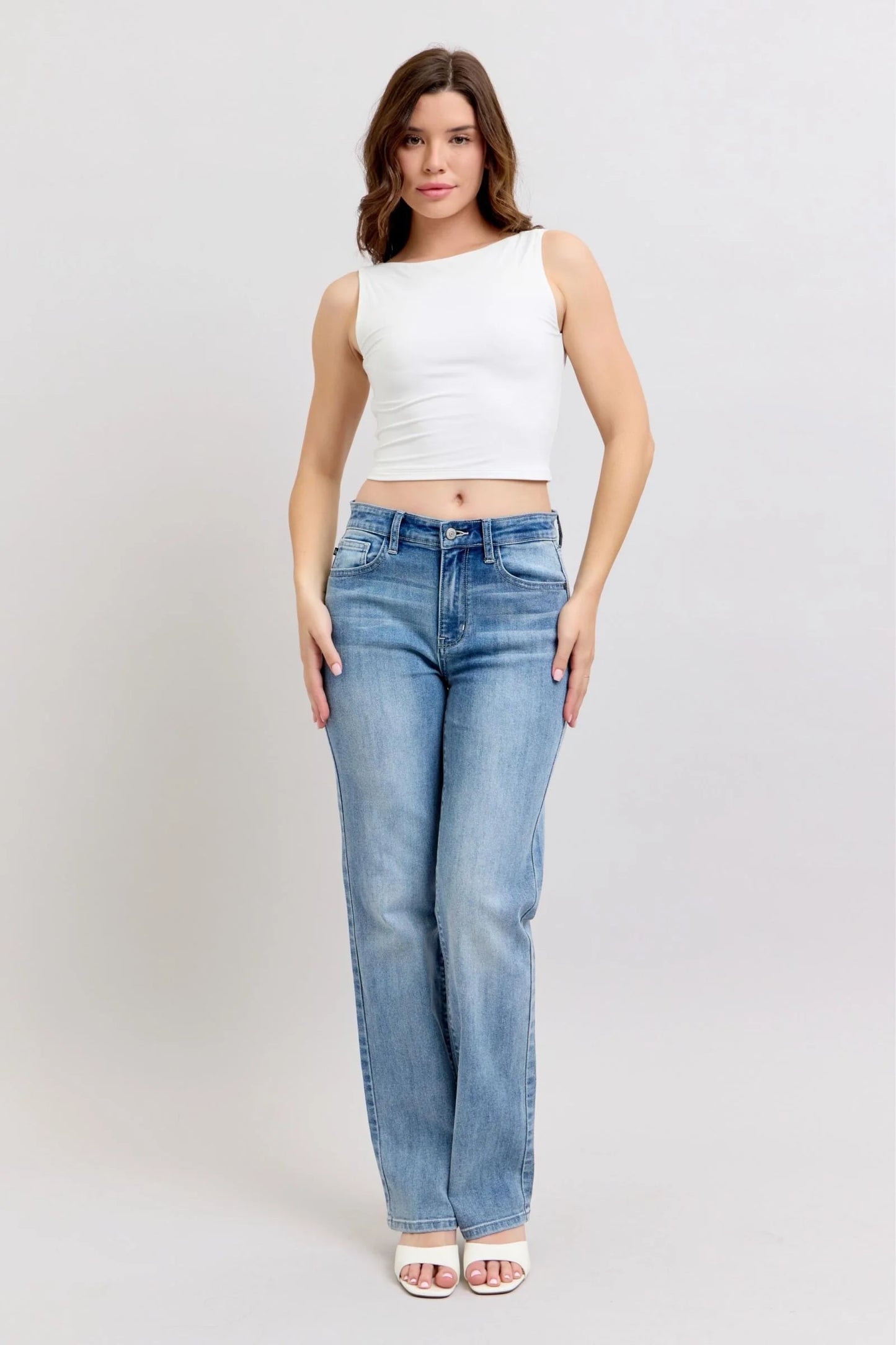 JUDY BLUE HIGH WAIST LIGHT DAD DENIM JEANS