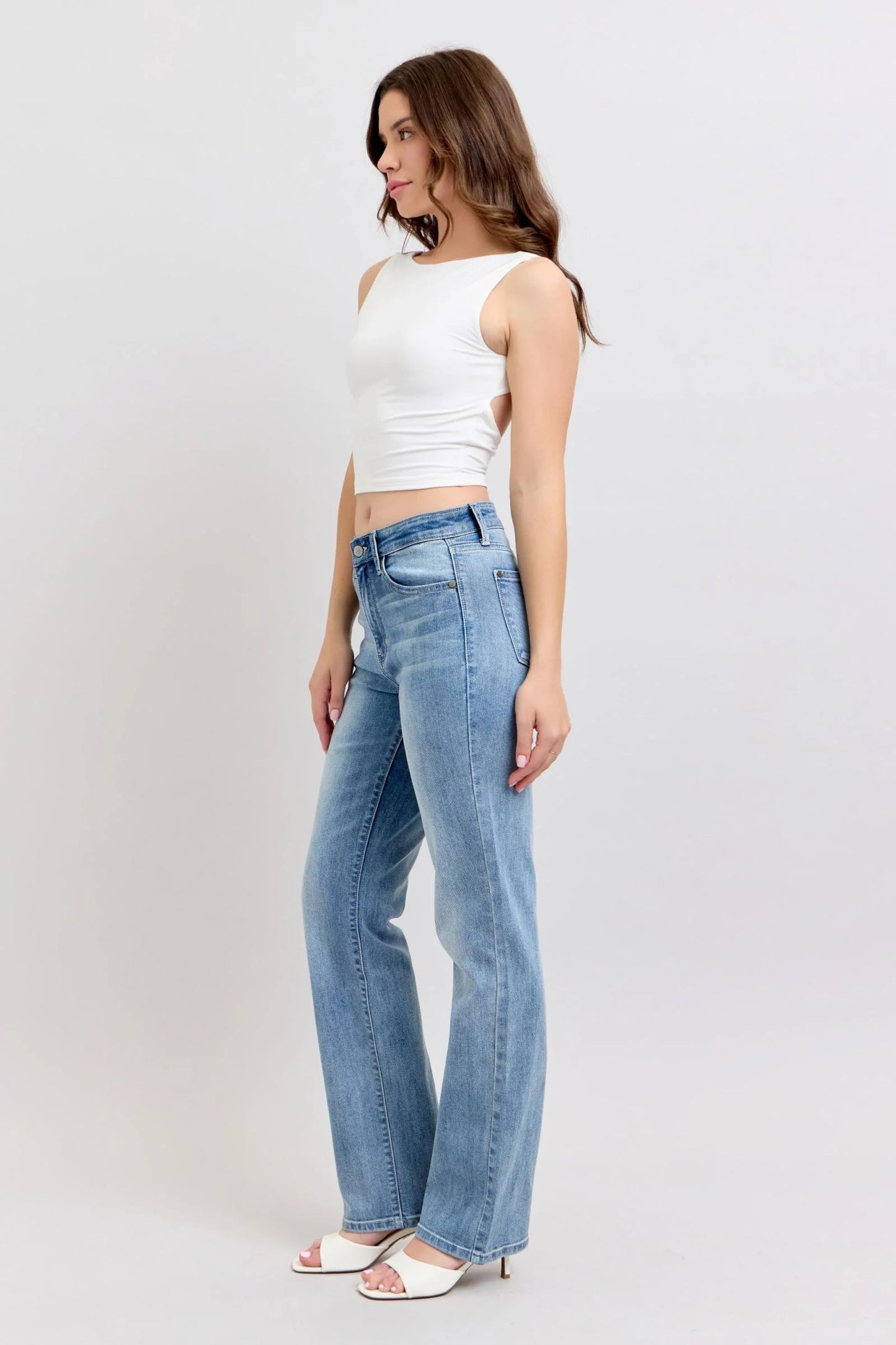 JUDY BLUE HIGH WAIST LIGHT DAD DENIM JEANS