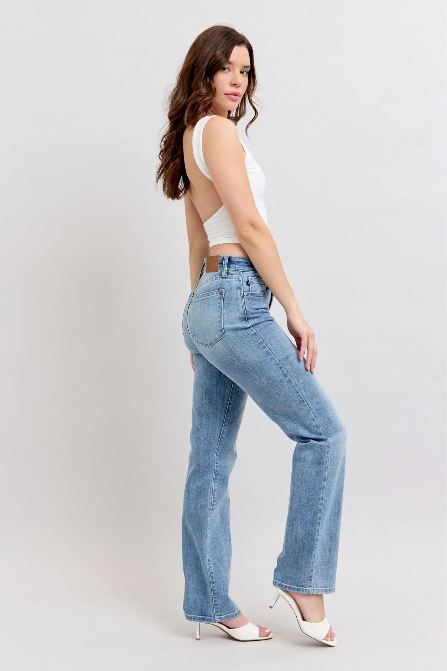 JUDY BLUE HIGH WAIST LIGHT DAD DENIM JEANS