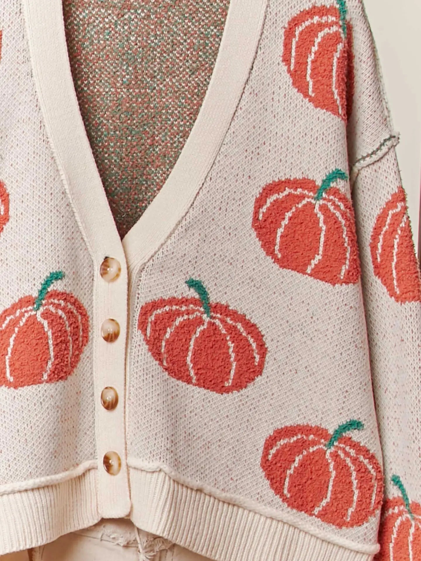 PUMPKIN V NECK BUTTON SOFT CARDIGAN