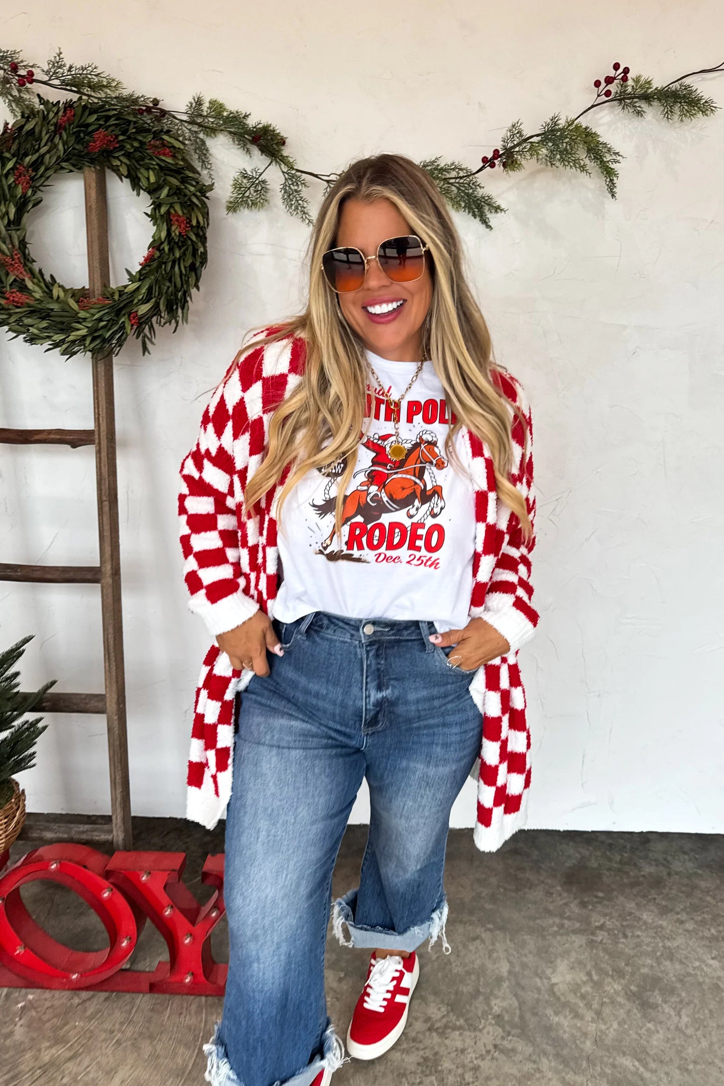 PREORDER- CHRISTMAS CLOUD CARDIGAN- Red Checker