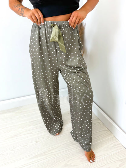 BIRDIE PREORDER Sleepy Sprinkles Green Pajama Pants with Satin Bow
