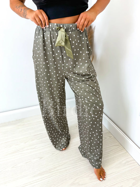 BIRDIE PREORDER Sleepy Sprinkles Green Pajama Pants with Satin Bow