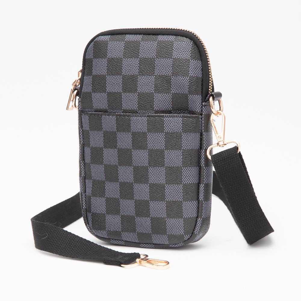 FAUX LEATHER CHECKERED MINI CROSSBODY BAG (MULTIPLE COLORS)