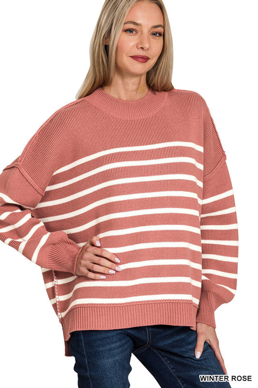 MONICA OVERSIZED EXPOSED SEAM SWEATER- WINTER ROSE