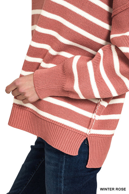 MONICA OVERSIZED EXPOSED SEAM SWEATER- WINTER ROSE