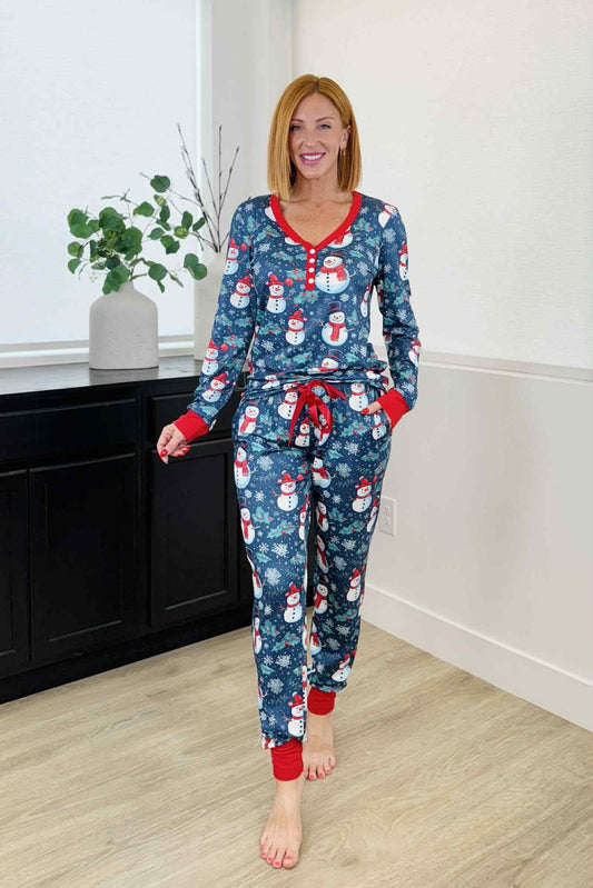 SHIRLEY STONE PANT PAJAMAS SET- Snowman