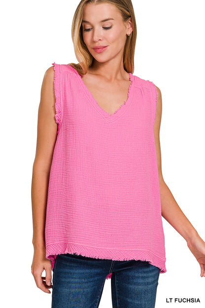 ZENANA DOUBLE GAUZE KNIT TANK *Multiple colors