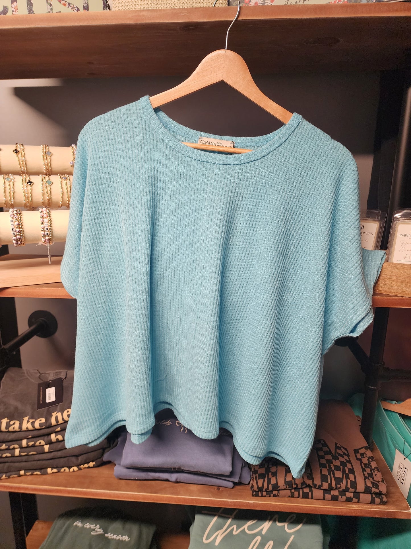ZENANA RIBBED ROUND NECK SHORT SLEEVE SWEATER *MULTIPLE COLORS