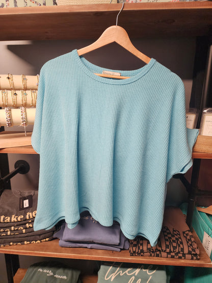 ZENANA RIBBED ROUND NECK SHORT SLEEVE SWEATER *MULTIPLE COLORS
