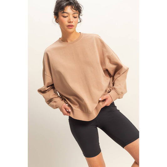 FRENCH TERRY PULLOVER CREWNECK-Light Taupe