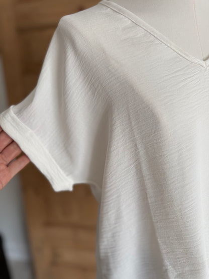 DREAM SOFT TEXTURE RELAXED TOP- white