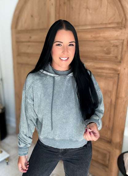 SNUGGLE ME UP ACID WASH HOODIE **Ash Jade