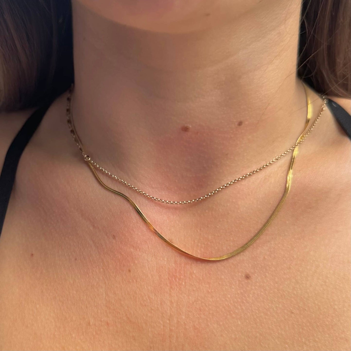 MIRCO GOLD HERRINGBONE NECKLACE