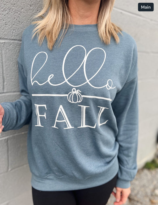 HELLO FALL SOFT FLEECE CREWNECK SWEATSHIRT