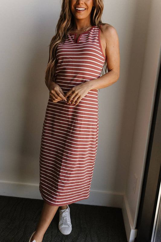STRIPED MIDI DRESS CHERRY BLOSSOM