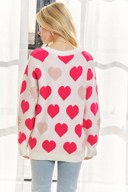 PEARL ACCENT HEART SWEATER