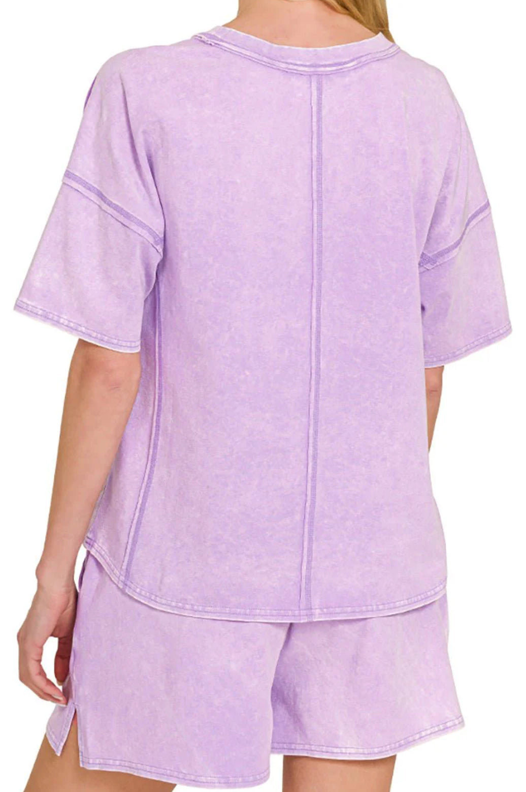 ZENANA ACID WASHED SHORT SLEEVE TEE & SHORTS SET *Multiple Colors