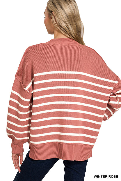 MONICA OVERSIZED EXPOSED SEAM SWEATER- WINTER ROSE