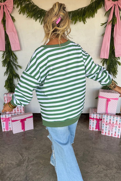 PREORDER- JOLLY & MERRY OVERSIZED PULLOVER (Green & White)