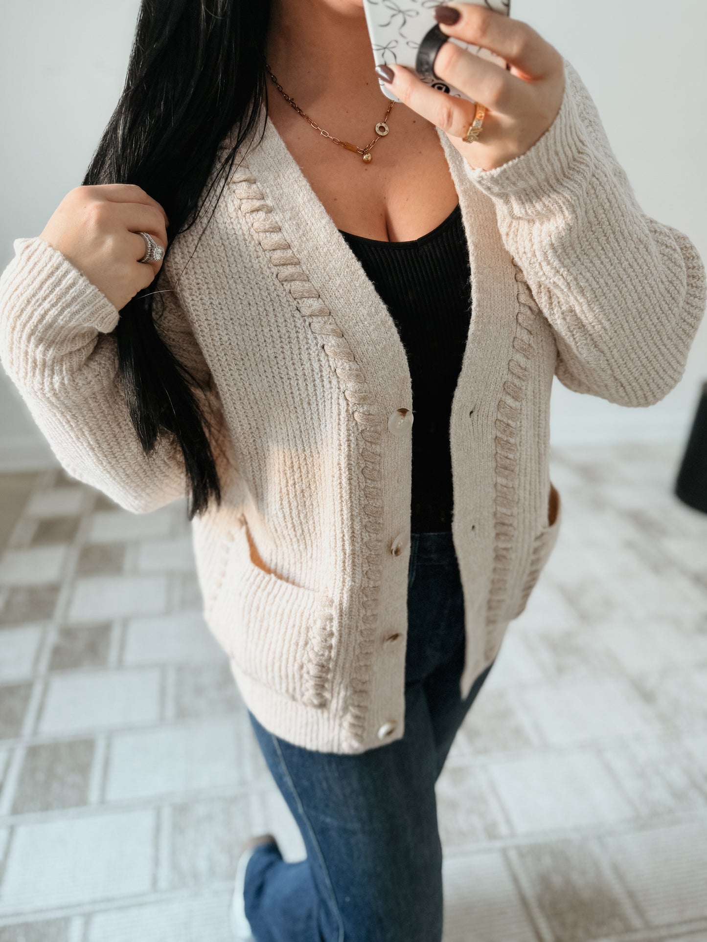 STITCH ACCENT CARDIGAN