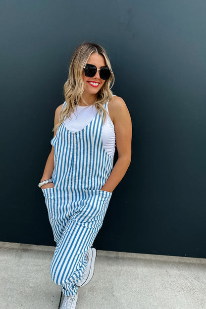 BLAKELEY HAZEL BLUE STRIPE BRITTE ROMPER OVERALL