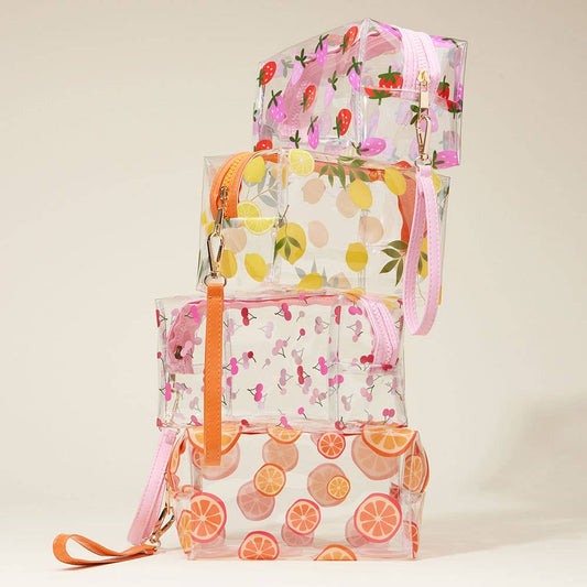 FRUIT TRANSPARENT COSMETIC POUCHES (MULTIPLE STYLES)