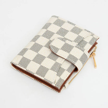 FAUX LEATHER CHECKERED FOLD WALLET (MULTIPLE COLORS)