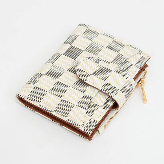FAUX LEATHER CHECKERED FOLD WALLET (MULTIPLE COLORS)
