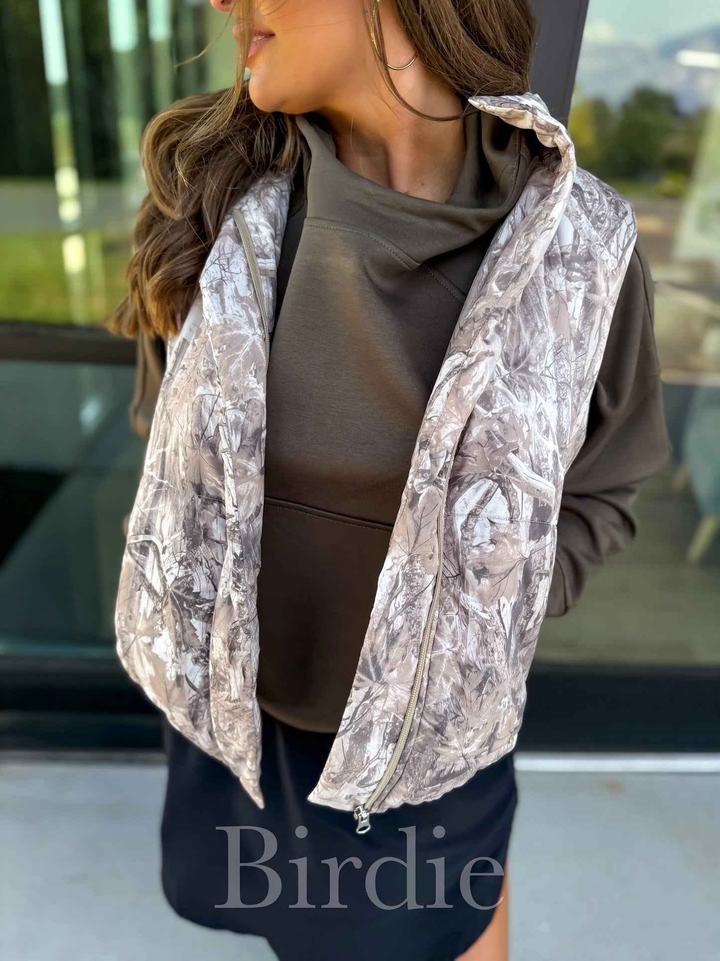 BIRDIE Army Green Scuba Hooded Pullover