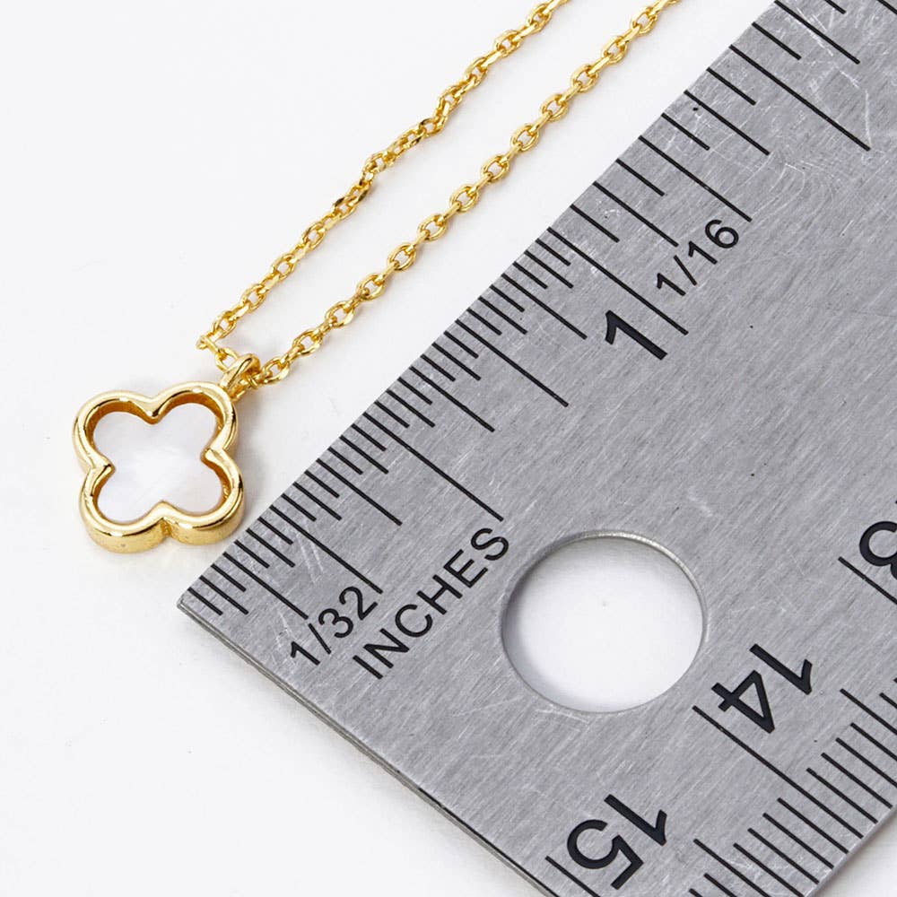 GOLD DIPPED QUATREFOIL PENDANT NECKLACE (MULTIPLE COLORS)