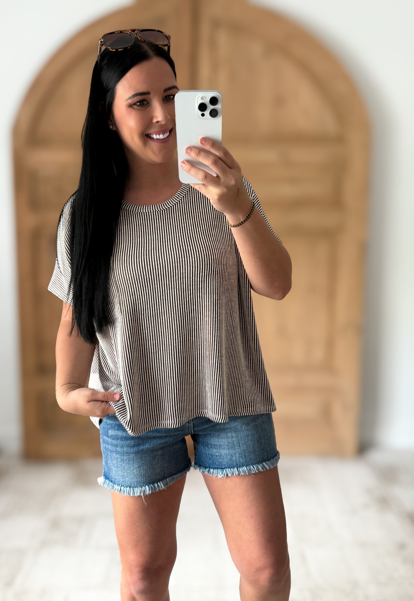 ZENANA CORDED RIB OVERSIZED SHORT SLEEVE TOP (**MULTIPLE COLORS)