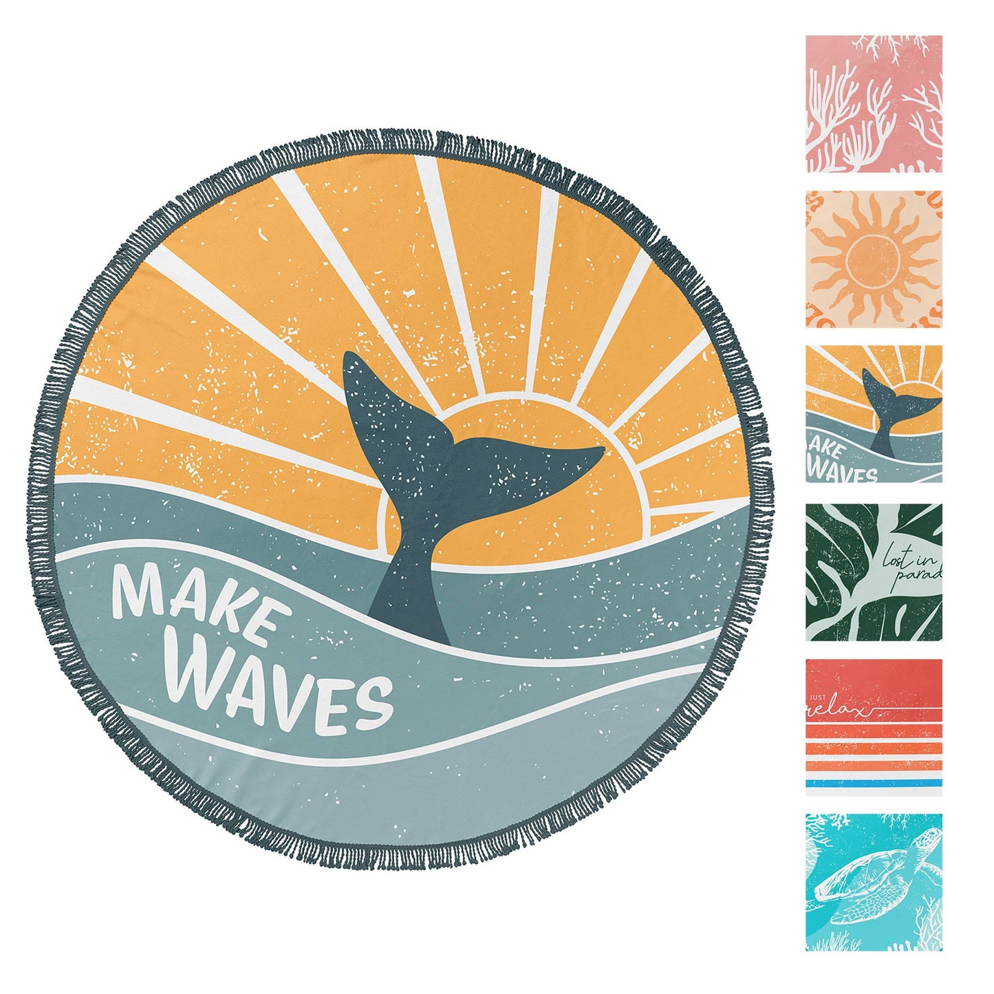 5' ROUND BEACH TOWELS (MULTIPLE DESIGNS)