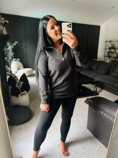 MILEY QUARTER ZIP PULLOVER SOFT FLEECE SWEATSHIRTS- Multiple Colors