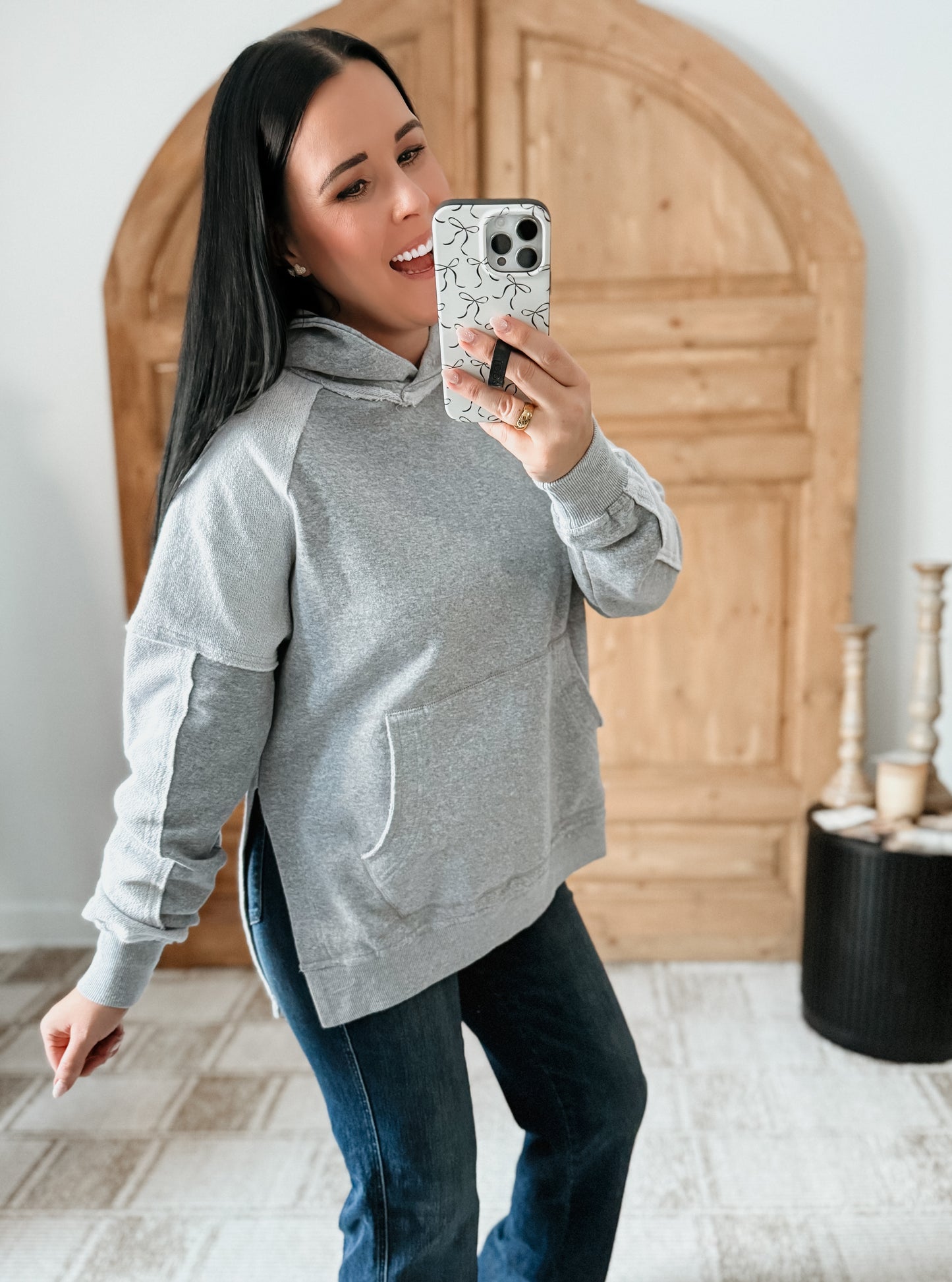 DEB WASHED HOODIE: HEATHER GREY