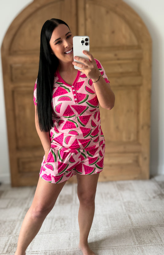 SHIRLEY STONE INSANELY SOFT PAJAMA SHORTS SET-WATERMELON