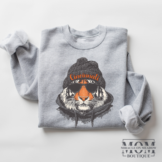PRE ORDER CINCINNATI TIGER CREWNECK-*Unisex Sport Grey