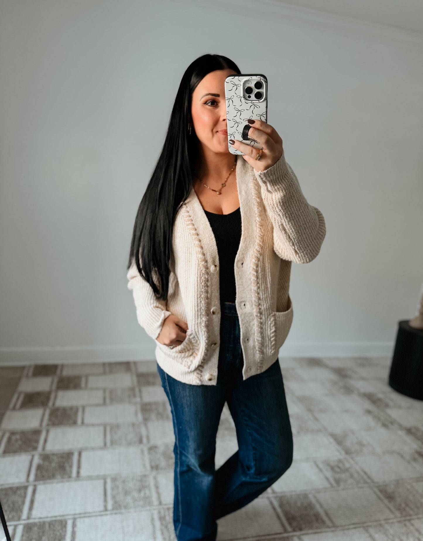 STITCH ACCENT CARDIGAN