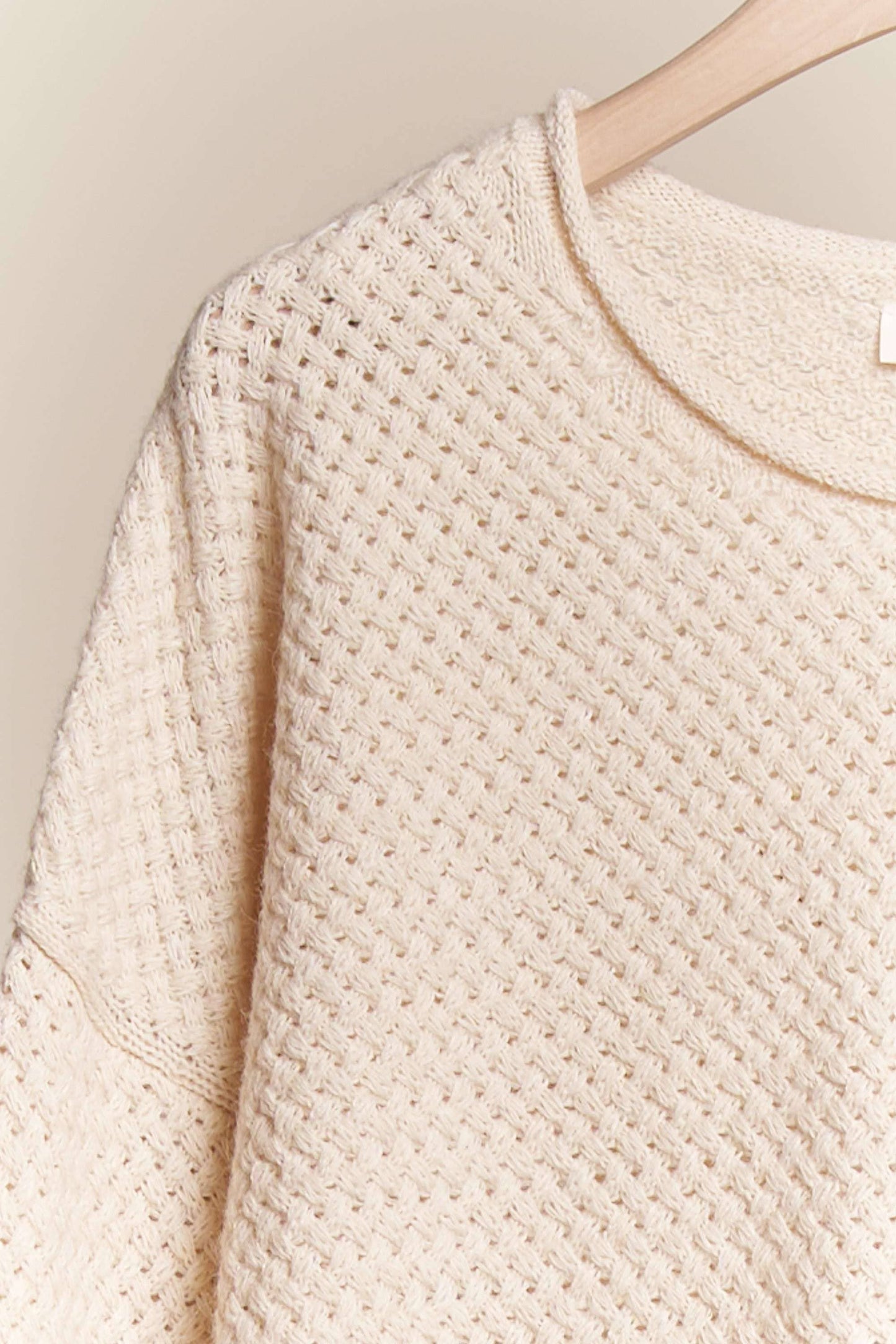RELAXED WOVEN SOFT KNIT SWEATER