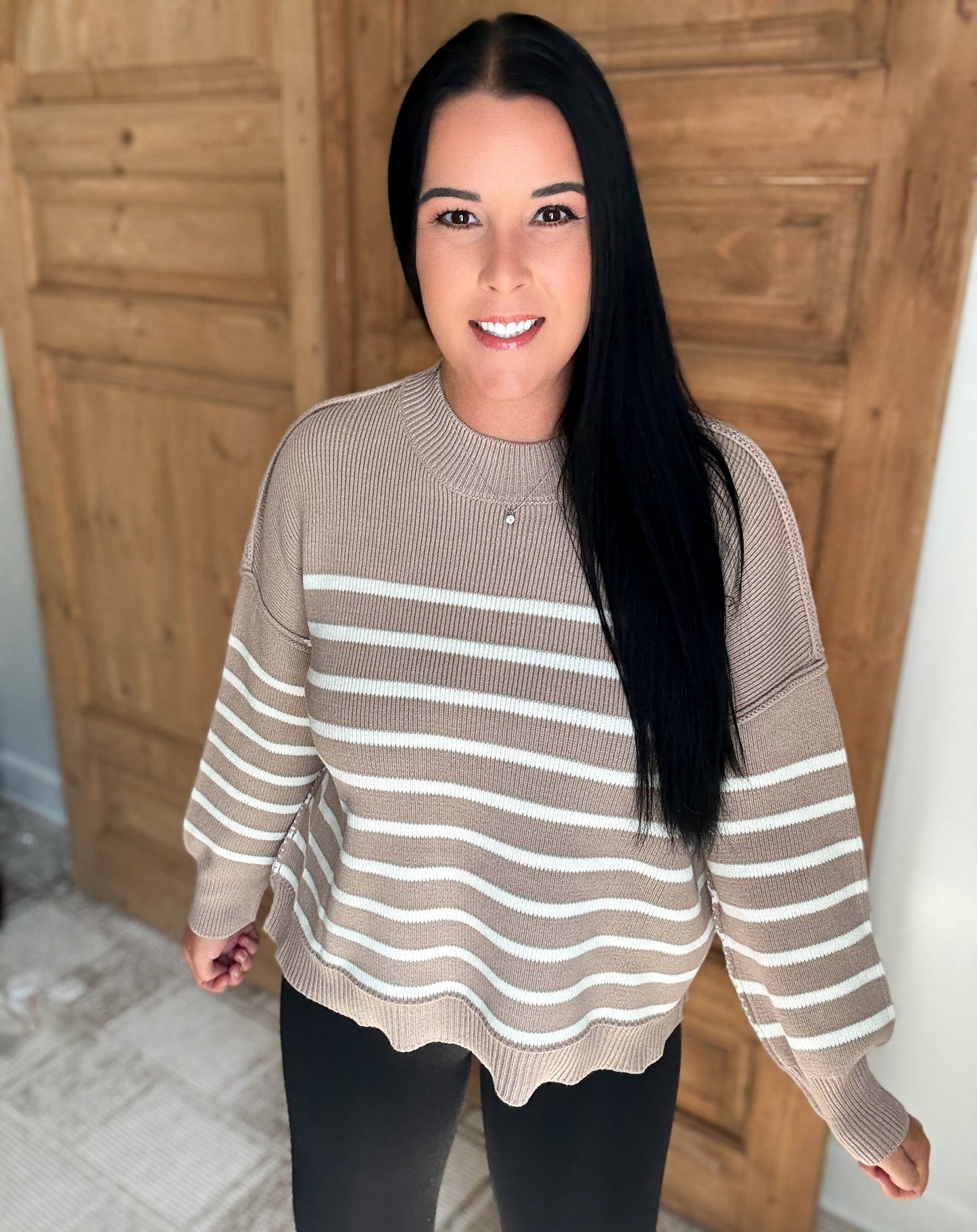 MONICA OVERSIZED EXPOSED SEAM SWEATER- ASH MOCHA
